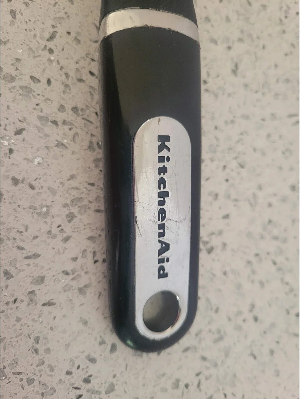 KitchenAid Black Plastic Slotted Turner Spatula Stainless Accent Kitchen Utensil
